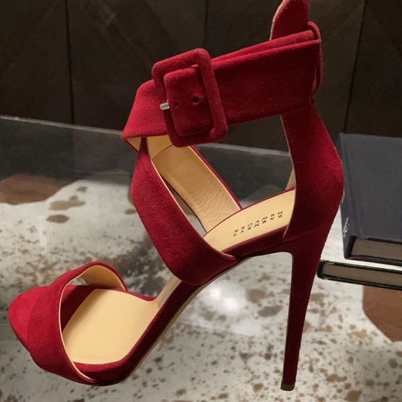Barneys New York Shoes - Barney’s New York Red Suede High Heel Sandals size 39.5